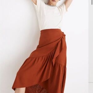 Madewell Linen Mix Rust Orange Women's Skirt